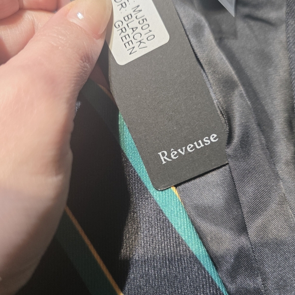 Reveuse NWT Elegant Black and Green Striped Women's Blazer S/M/L/XL - Picture 7 of 13